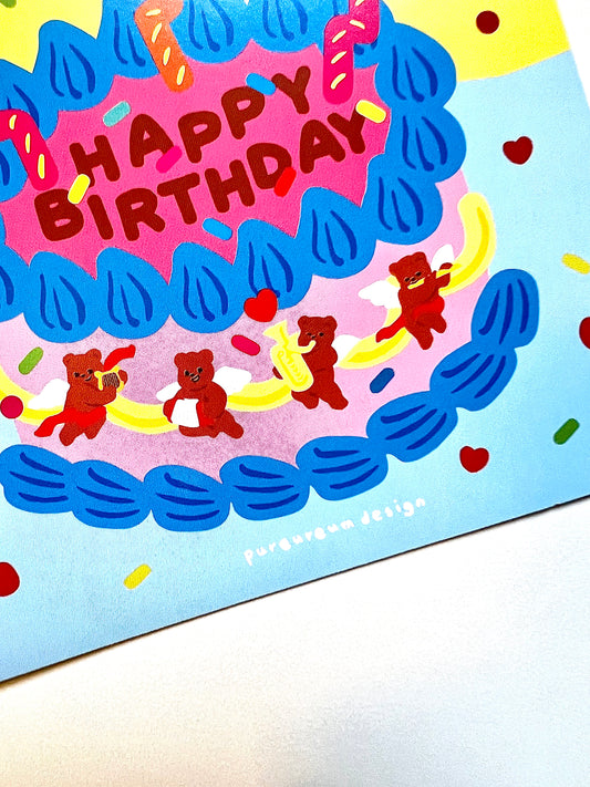 بطاقتي عيد ميلاد مع طبقة ملصقات لتزيين الكعكة!