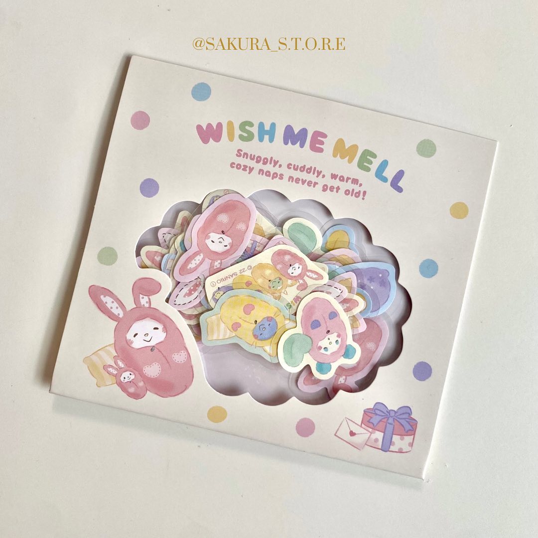 مجموعة ملصقات لطيفة لشخصيات 
Wish me mell من sanrio 🇯🇵